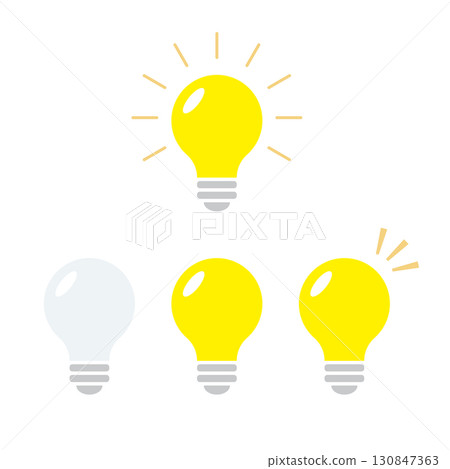 亮著和不亮的燈泡插圖集 - 靈感和想法的圖像 亮著和不亮的燈泡插圖集 - 靈感和想法的圖像 130847363