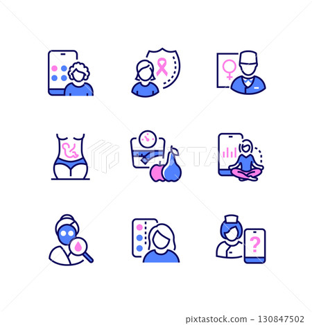 Health of women - set of line design style icons 130847502