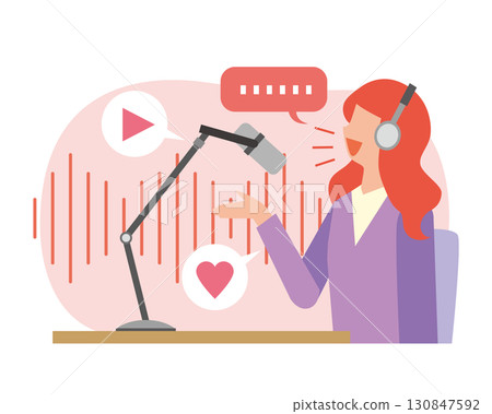 在演播室裡講話的女人 130847592