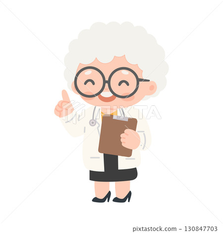 Old woman Doctor with Clipboard Illustration 130847703