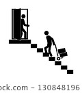 Set of stick figures, professional movers and parcel delivery, vector illustration. 130848196