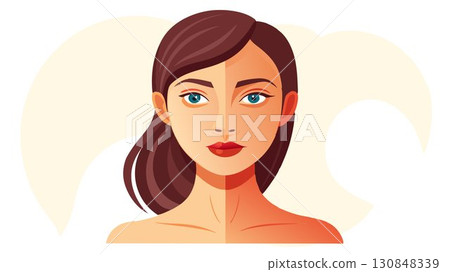 This high-resolution image captures the luminous quality and healthy texture of skin, beautifully contrasted against a minimalist white background, producing a sophisticated and aspirational aestheti 130848339