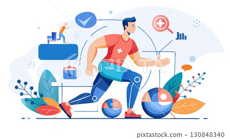 This high-resolution image captures the vitality and strength associated with healthy joints and good mobility, producing a sophisticated and informative aesthetic ideal for healthcare publications, 130848340