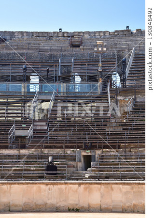 Interior of the Roman amphitheater in Nîmes, France (view from the stands) on August 13, 2025 130848492