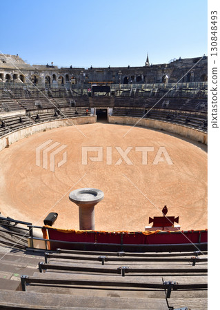 Interior of the Roman amphitheater in Nîmes, France (view from the stands) on August 13, 2025 130848493