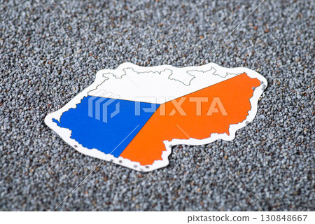 Flag of Czech Republic in poppy seed. Growing poppy seed in Czech Republic concept, origin of grain Flag of Czech Republic in poppy seed. Growing poppy seed in Czech Republic concept, origin of grain 130848667