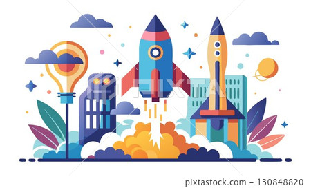 This high resolution image captures the dynamic energy and ambitious spirit of a startup launch, producing a sophisticated and motivational aesthetic ideal for business publications, startup marketin This high resolution image captures the dynamic energy and ambitious spirit of a startup launch, producing a sophisticated and motivational aesthetic ideal for business publications, startup marketin 130848820