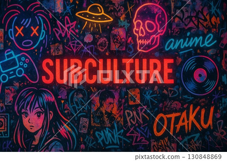 Colorful mural art representing subcultures 130848869