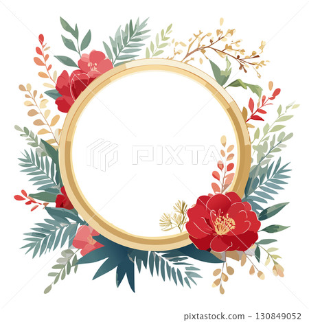 帶有日本傳統新年圖案的時尚日式賀年卡相框 帶有日本傳統新年圖案的時尚日式賀年卡相框 130849052