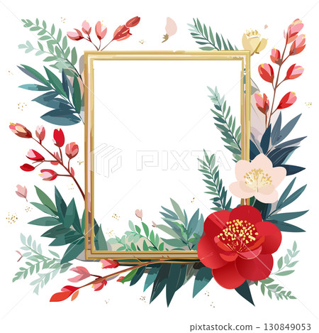 帶有日本傳統新年圖案的時尚日式賀年卡相框 130849053