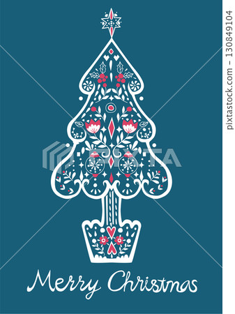 Christmas tree card illustration Christmas tree card illustration 130849104