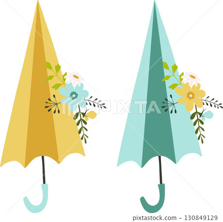 Floral umbrella vector cartoon illustration Floral umbrella vector cartoon illustration 130849129