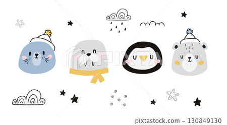 arctic baby animals face vector clipart arctic baby animals face vector clipart 130849130