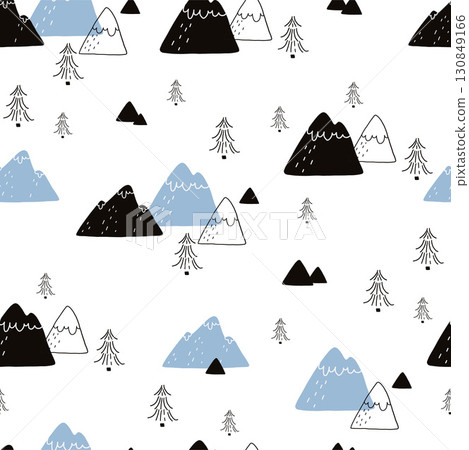 scandi vector pattern with mountains scandi vector pattern with mountains 130849166