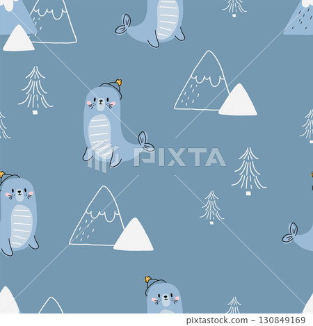 Vector seamless pattern with seals Vector seamless pattern with seals 130849169