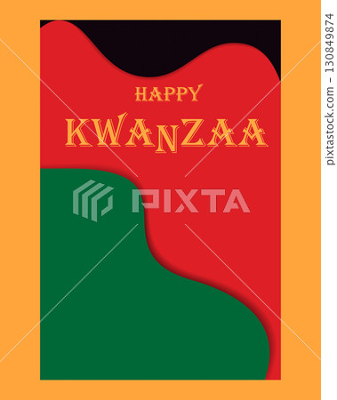 Happy Kwanzaa Poster Paper Cut Effect Traditional Holidays Colors Promo Print Materials Design idea 130849874