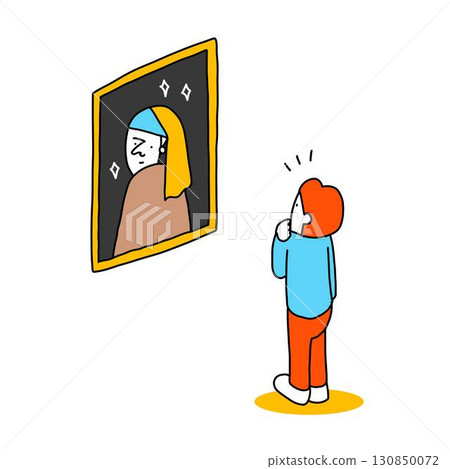 人們在藝術博物館欣賞傑作的插圖 130850072