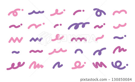 Simple and cute abstract decorative illustration set: Memphis, curls, stylish lines, waves, zigzags, jagged edges Simple and cute abstract decorative illustration set: Memphis, curls, stylish lines, waves, zigzags, jagged edges 130850084