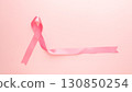 Breast Cancer Awareness Month in October banner. Pink ribbon awareness symbol for supporting breast cancer patient on pink background with copy space. Women's health care and medical. 130850254