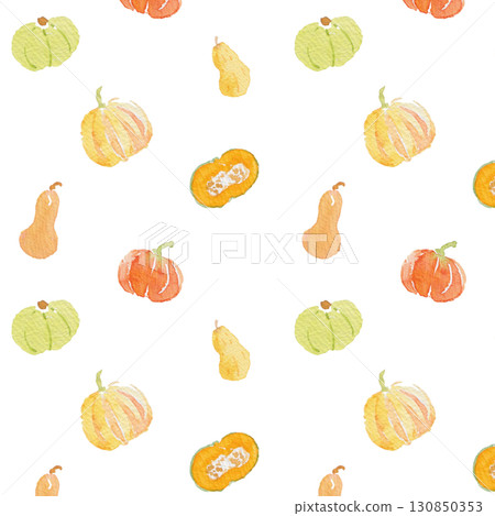 Pumpkin watercolor pattern 130850353