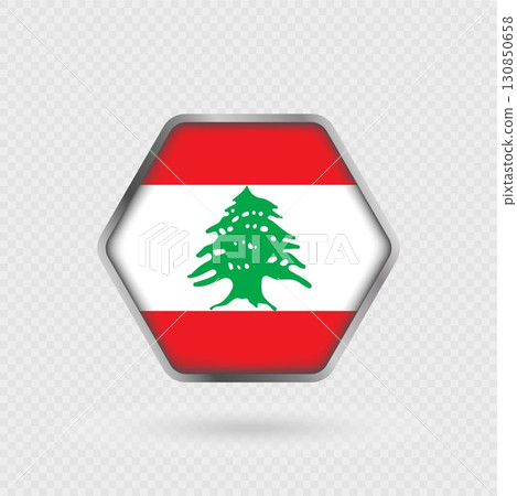 Lebanon flag in a hexagon frame. 130850658