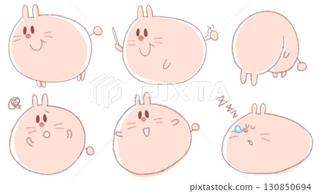 Cute popular animal character illustration material set [Rabbit] whole body 2 130850694