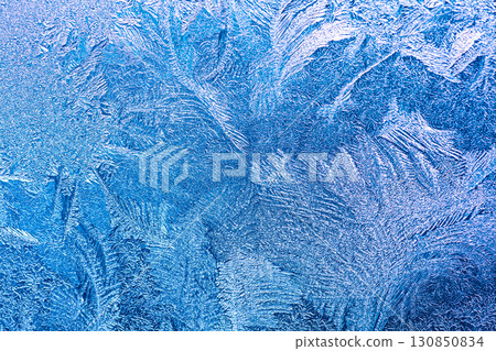 Ice texture on the frozen glass. Abstract background. Gradient color 130850834