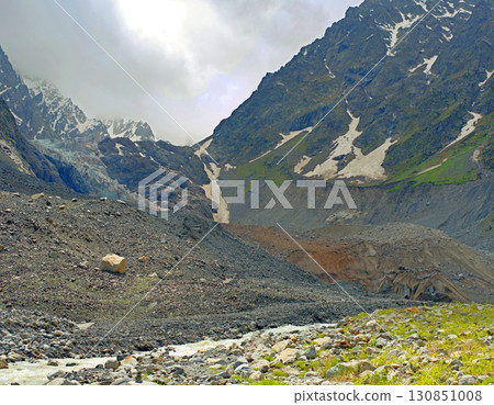 Tseisky glacier on the northern slope of the Greater Caucasus, North Ossetia 130851008