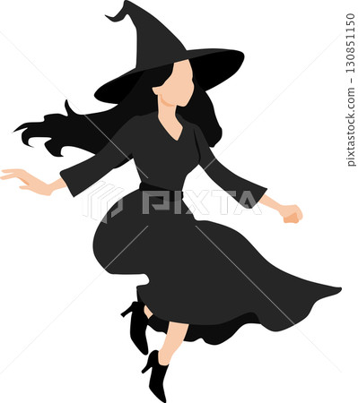 Witch illustration (Halloween) silhouette Witch illustration (Halloween) silhouette 130851150