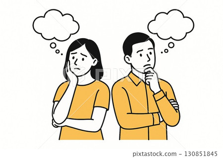 Illustration of a man and woman thinking 3 130851845