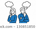 Illustration of a man and woman thinking 8 130851850