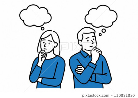 Illustration of a man and woman thinking 8 130851850