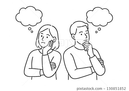 Illustration of a man and woman thinking 6 130851852