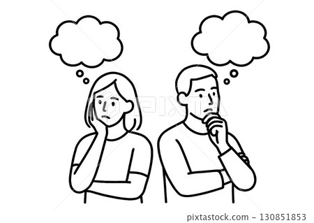 Illustration of a man and woman thinking 5 130851853