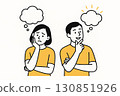 Illustration of a man and woman thinking 16 130851926
