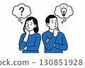 Illustration of a man and woman thinking 14 130851928