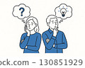 Illustration of a man and woman thinking 13 130851929