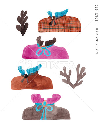 Set of shirts with stand-up collar and bow. Watercolor illustrations of bust of any character Set of shirts with stand-up collar and bow. Watercolor illustrations of bust of any character 130851932