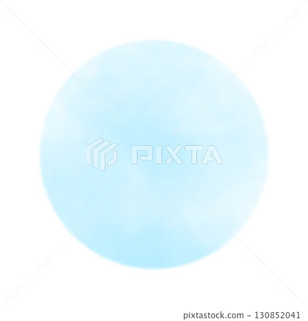 水彩手繪淡藍色圓形插畫素材，模糊邊緣，簡約邊框，白色背景，png透明 130852041