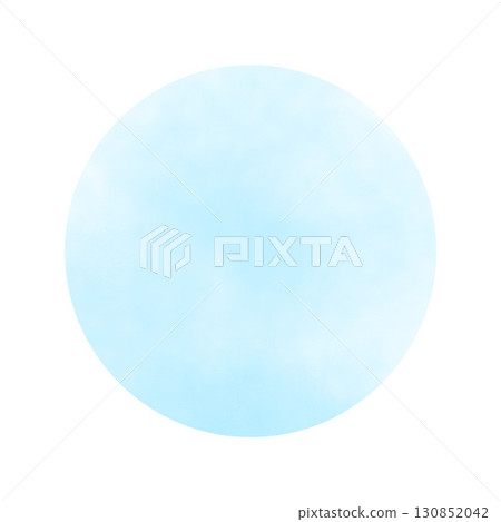 水彩手繪淡藍色圓形插畫素材，簡約框架，白色背景，png透明 130852042