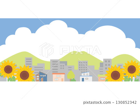 Illustration of the summer skyline 130852342