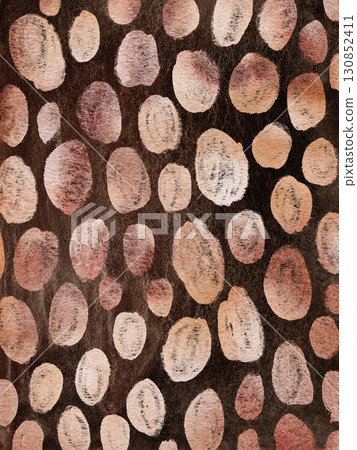 Watercolor abstract background with beige and brown fall polka dot spots. Hand painted illustration. For design, print, fabric or background. 130852411
