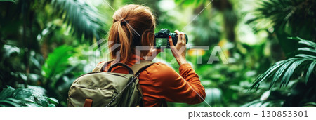 In an artistic illustration, a girls braids flow down her back with intricate detail. The soft background emphasizes the craftsmanship and grace of her hair design 130853301