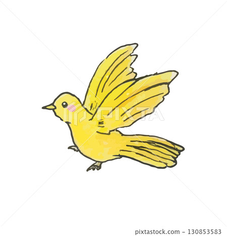 可愛的小鳥插圖（黃色） 130853583