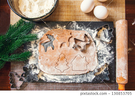 The process of making Christmas Ginger cookies 130853705