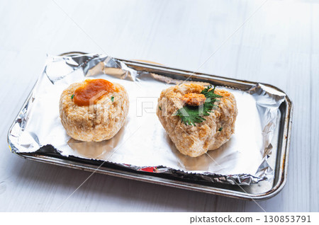 Grilled rice balls made with oatmeal rice Grilled rice balls made with oatmeal rice 130853791