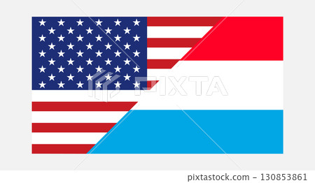 US and Luxembourg Flags Combined, Representing International Relations. 130853861