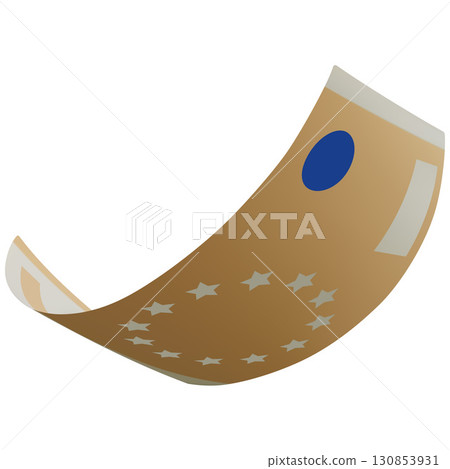 Paper flying banknote, euro, curved, falling money. Paper flying banknote, euro, curved, falling money. 130853931