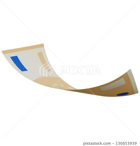 Falling banknote, euro, with curved ends, flying or floating banknote. Falling banknote, euro, with curved ends, flying or floating banknote. 130853939