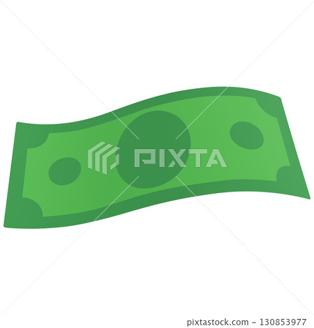 Flying green banknote, dollar, curved edges, paper money, isolated background. Flying green banknote, dollar, curved edges, paper money, isolated background. 130853977